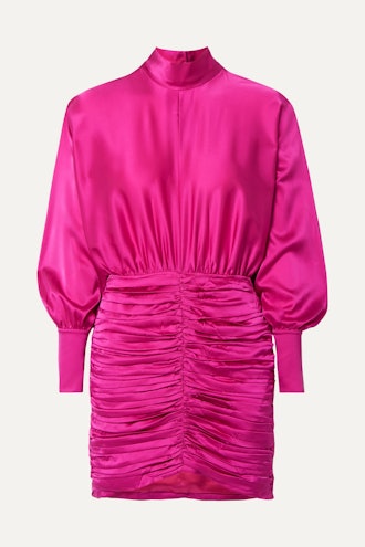 Barbara Ruched Silk-Blend Charmeuse Mini Dress