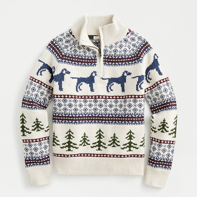 Cotton Half-Zip in Fair Isle