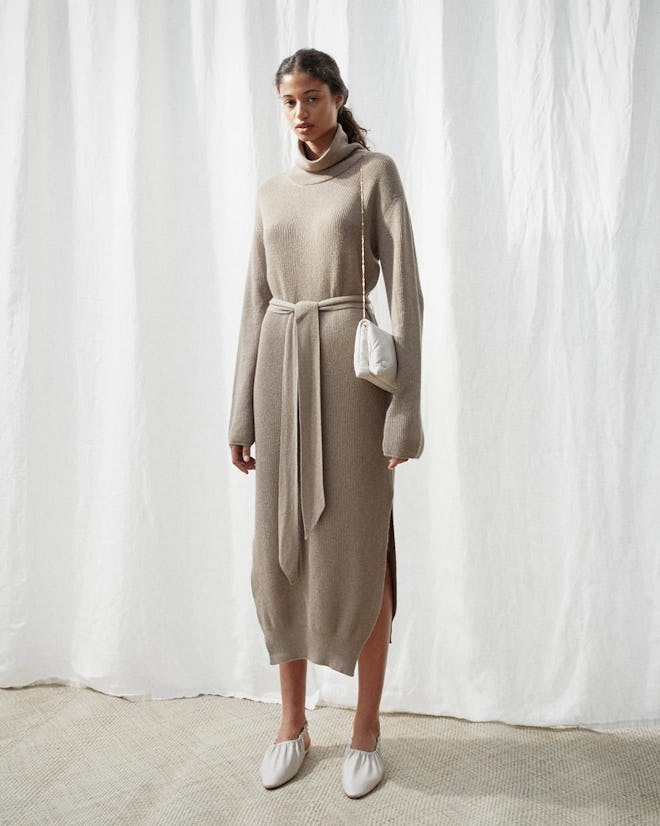 Knit Turtleneck Dress - Taupe