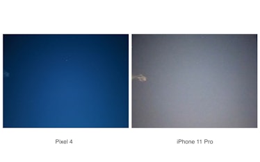 Pixel 4 vs. iPhone 11 Pro astrophography comparison