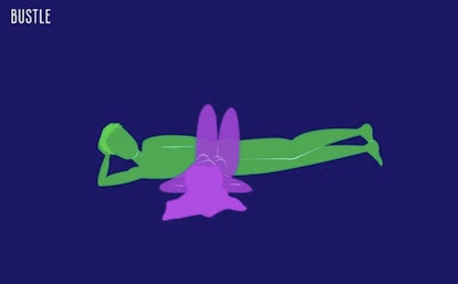 A drawn image of a couple in the cross sex position. 