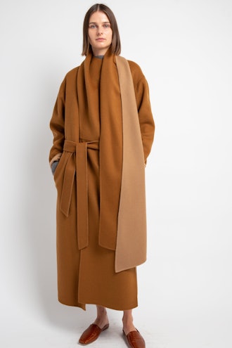 Camel Double-Faced Wool Scarf DB Coat