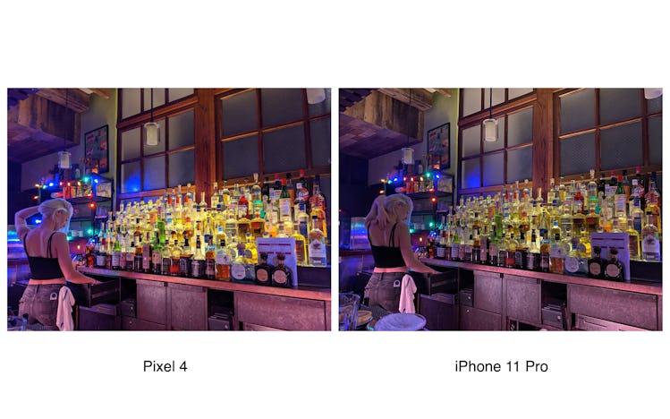 Pixel 4 Night Sight vs. iPhone 11 Pro Night Mode.