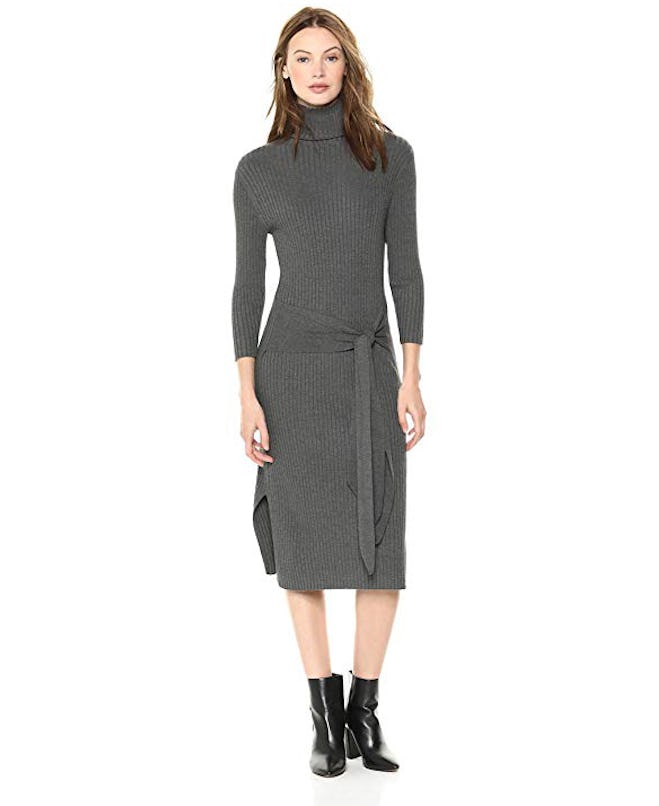 Cable Stitch Women's Turtleneck Ribbed Sweater Dress