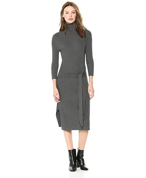 Cable Stitch Women's Turtleneck Ribbed Sweater Dress