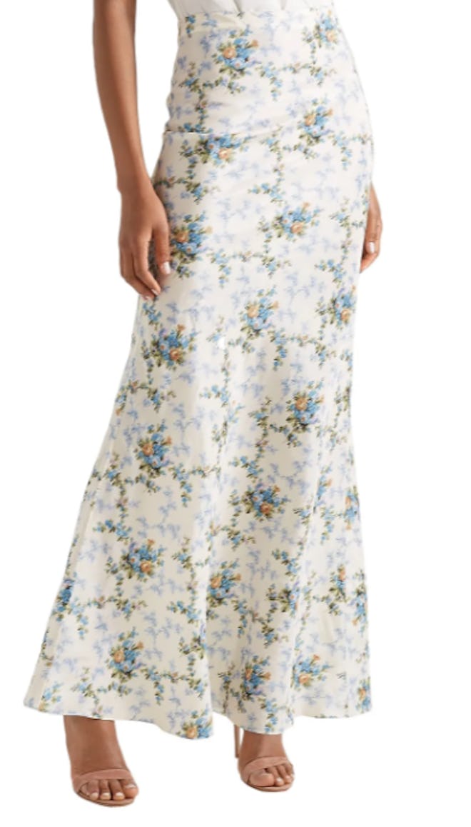 Sophie floral-print silk-taffeta maxi skirt