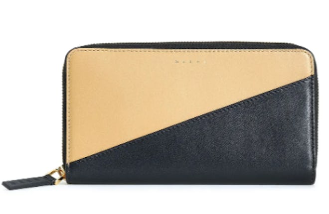 Two-tone leather continental wallet