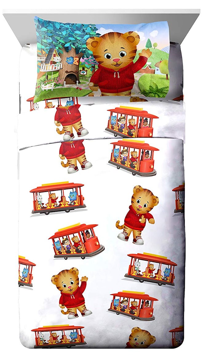 PBS Kids Daniel Tiger Trolley Ride 3-Piece White Twin Sheet Set