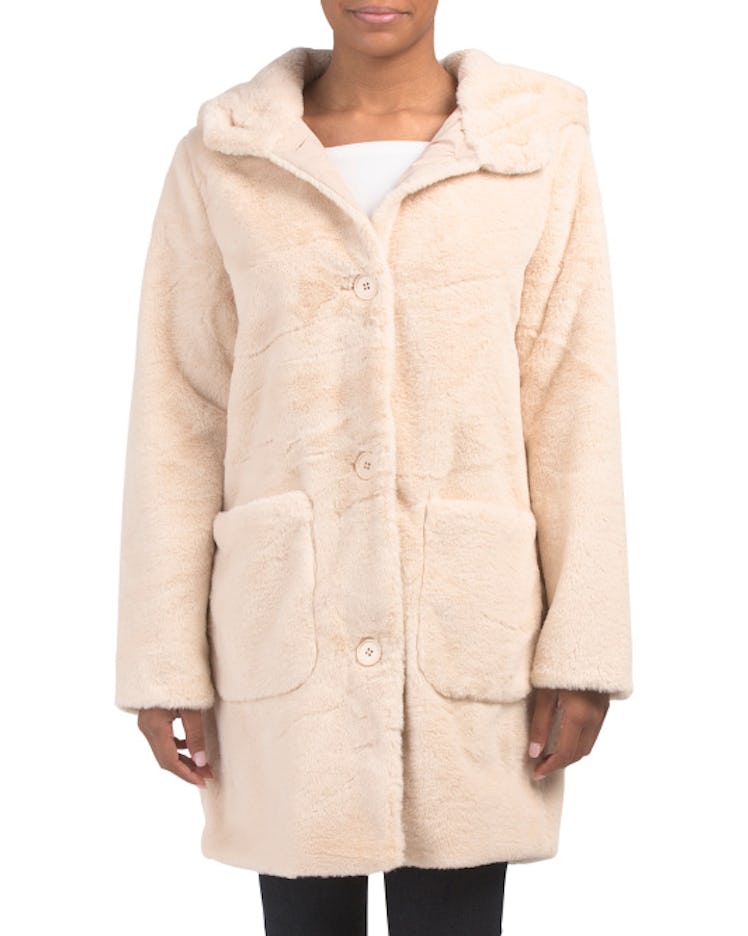 Kensie Long Hooded Wooby Coat