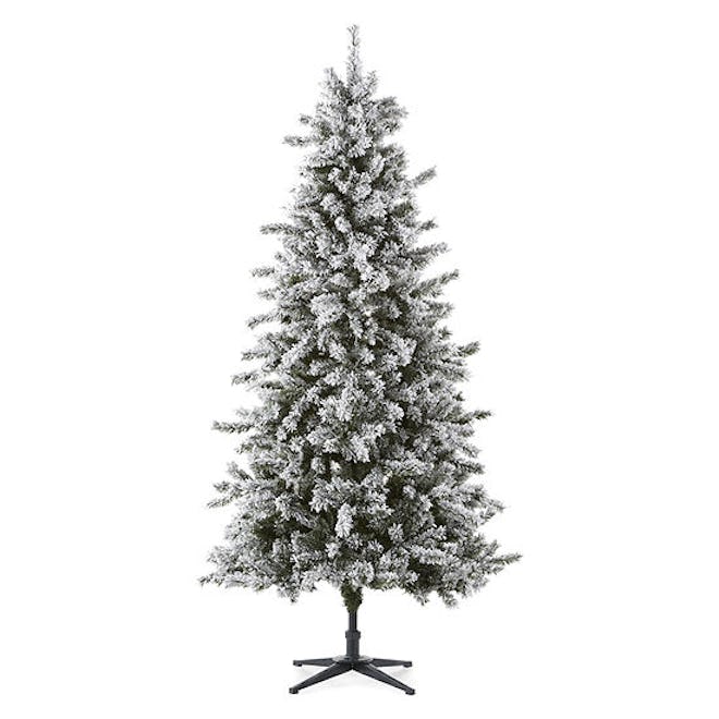 North Pole Trading Co. 7 Foot Farmington Spruce Pre-Lit Flocked Christmas Tree