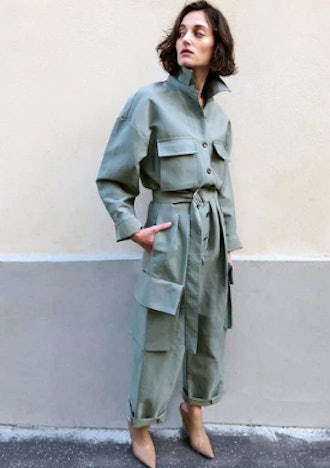 Linda Cargo Jumpsuit in Sage Green