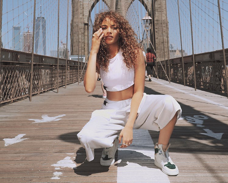 Leslie Grace on the Brooklyn Bridge.