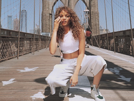Leslie Grace on the Brooklyn Bridge.