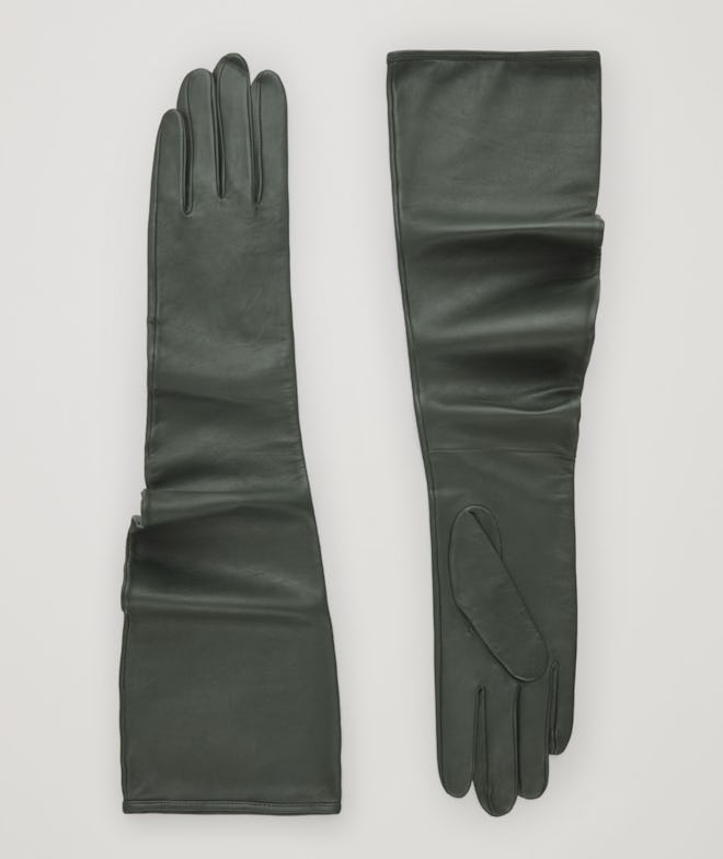 Curved Long Leather Gloves