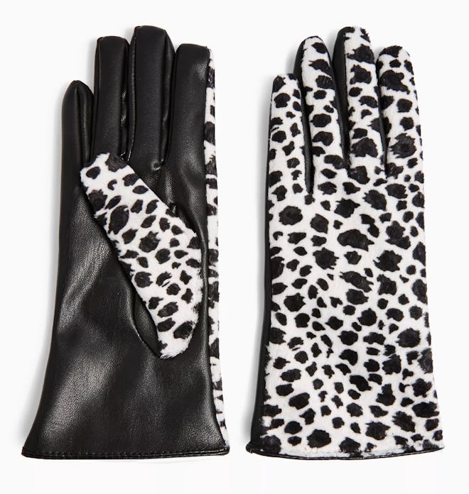 Cow Print Touchscreen PU Gloves