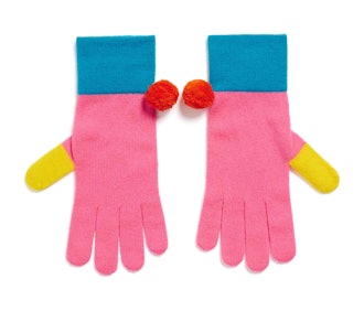 Colour Block Wool-Cashmere Ski Gloves