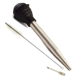 Norpro Deluxe Stainless Steel Baster with Injector and Cleaning Brush