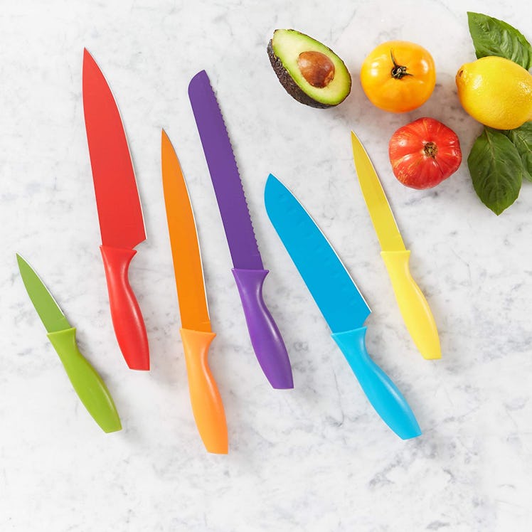 AmazonBasics Colored Kitchen Knives (12-Piece Set)