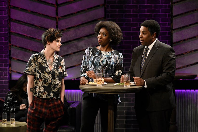 SATURDAY NIGHT LIVE -- "Kristen Stewart" Episode 1772 -- Pictured: (l-r) Host Kristen Stewart, Ego N...