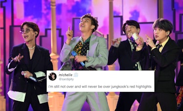 BTS’ Jungkook Debuted Red Highlights At The 2019 MMAs and performed  "Boy In Luv."