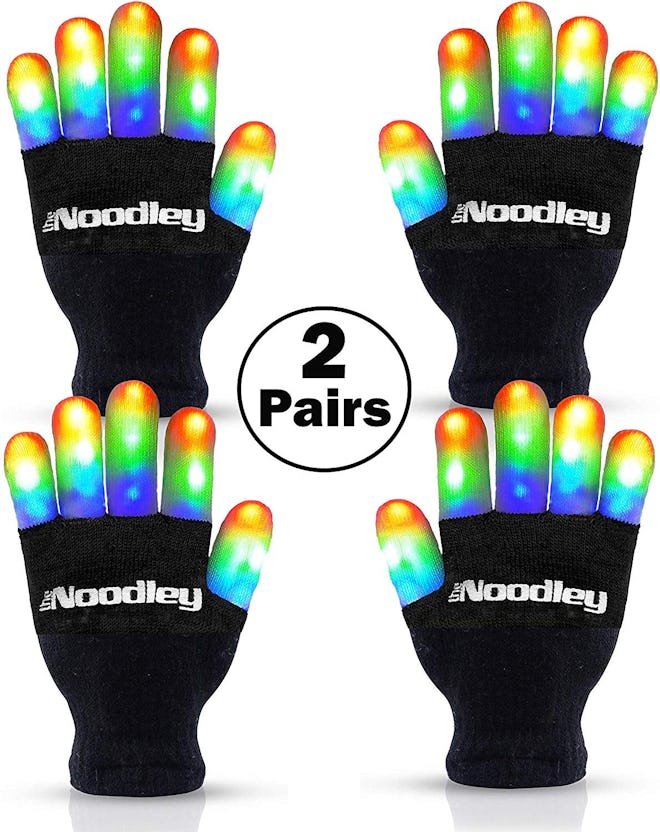 The Noodley Flashing LED Finger Light Gloves (2 Pairs)