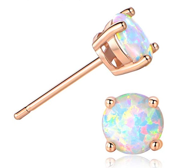 GEMSME Rose Gold Opal Stud Earrings