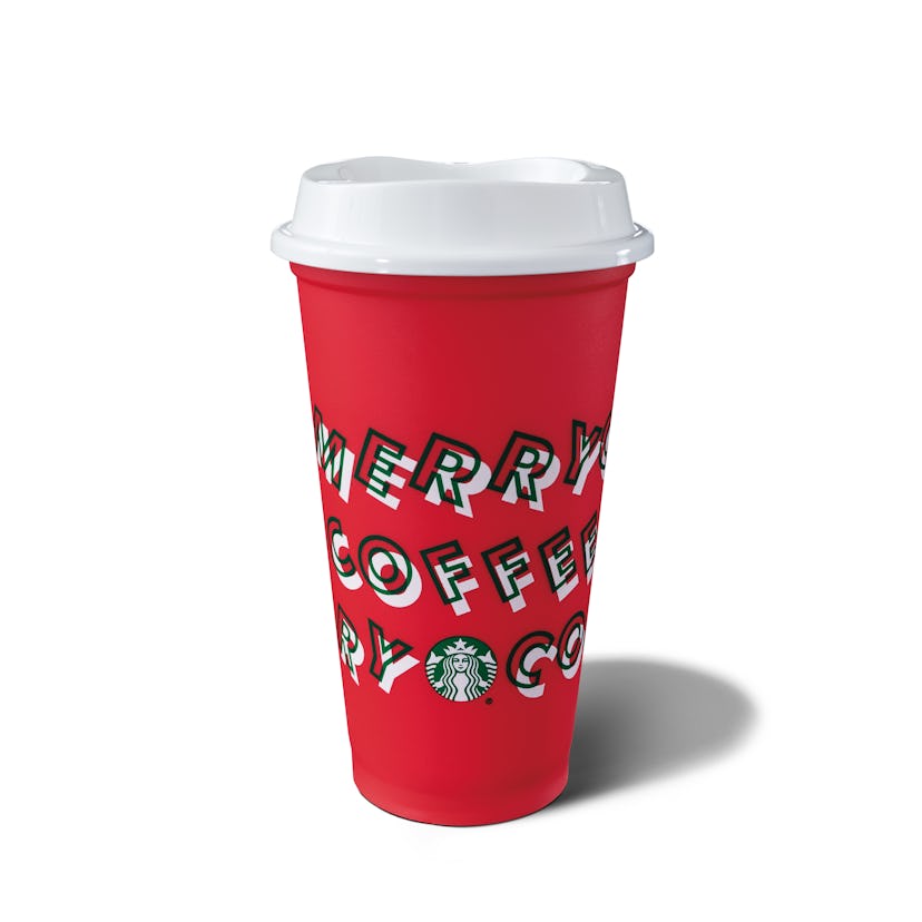 The limited-edition reusable red cup is a Starbucks holiday cup available in stores starting Nov. 7....
