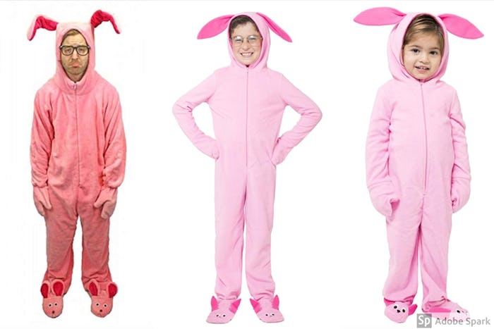 Adults and kids alike can dress like Ralphie from 'A Christmas Story' in pink bunny suits this Chris...