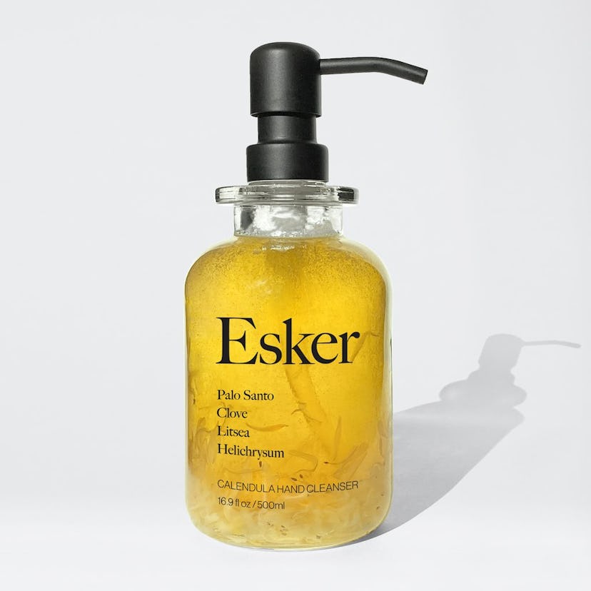 Esker's Calendula Hand Cleanser in glass bottle