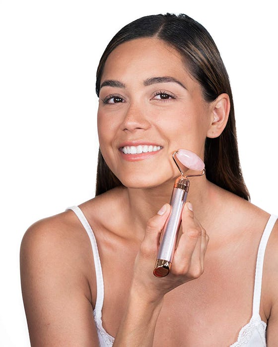 Rose Quartz Finishing Touch Flawless Contour Vibrating Facial Roller & Massager (Set of 2)
