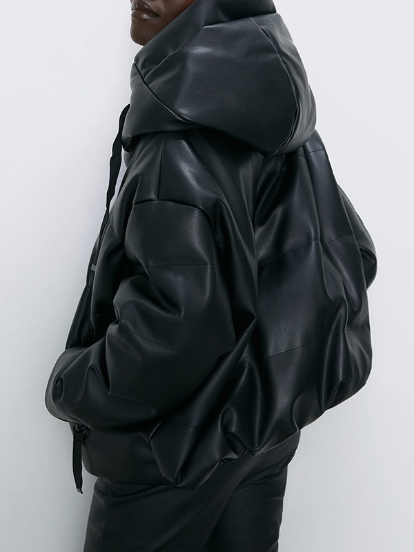 zara leather puffer jacket