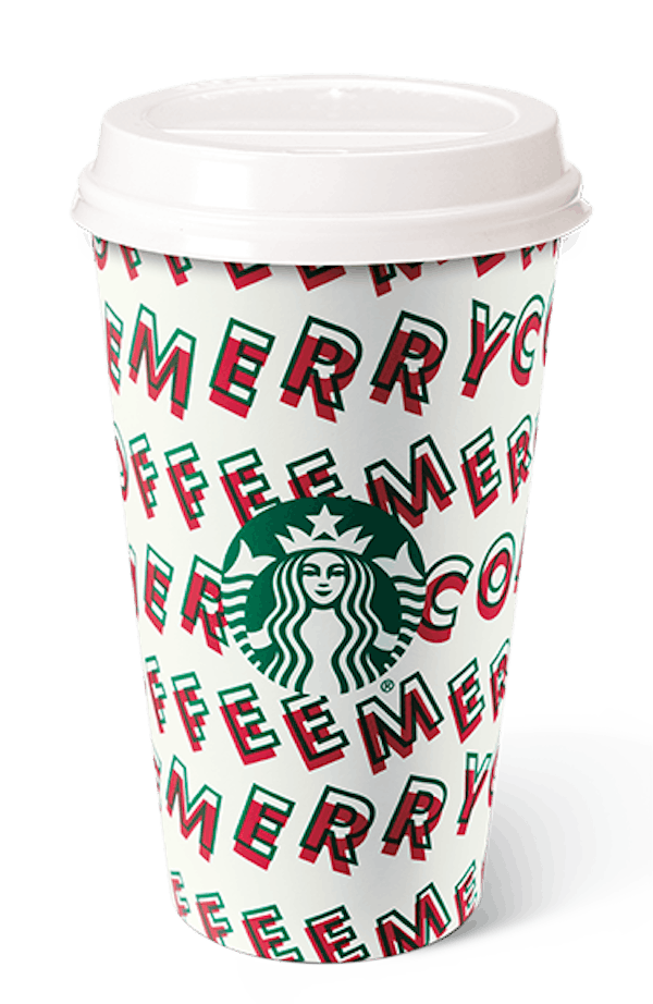 The "merry dance" holiday cup at Starbucks. 