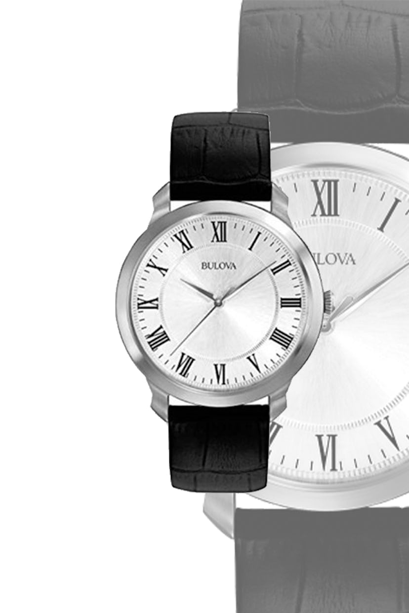 Bulova Men's Classic Black Leather Strap Watch