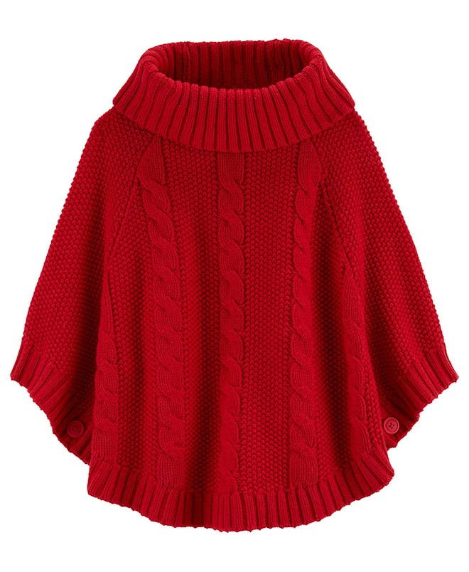 Big and Little Girls Sparkly Cable Knit Poncho