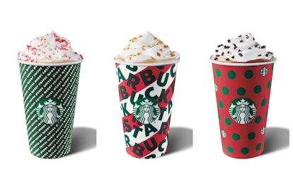 The 2019 Starbucks holiday drink menu includes the Toasted White Chocolate Mocha, the Caramel Brulee...