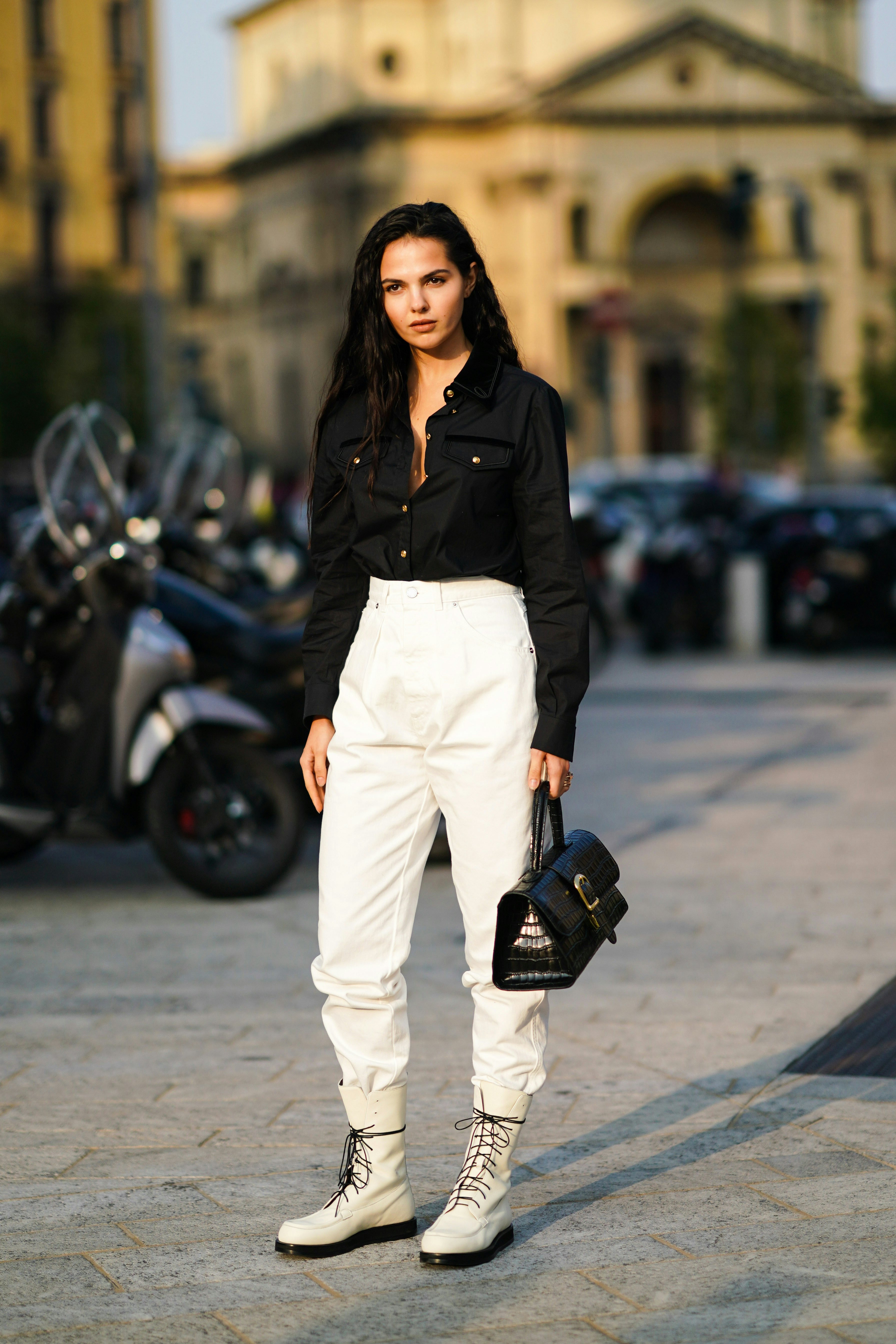 white combat boots outfit