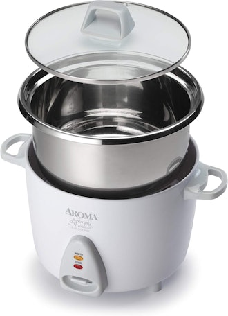 This rice cooker comes with a dishwasher-safe stainless steel pot and is affordably-priced under $50...