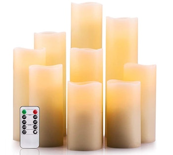 Enpornk Flameless Candles Battery Operated Candles (Set of 9)