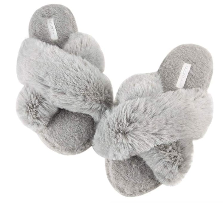 Women's Cross Band Soft Plush Fleece House/Outdoor Slippers