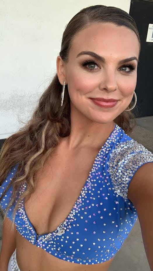 Hannah Brown shows off her quickstep costume for week 8 of DWTS.