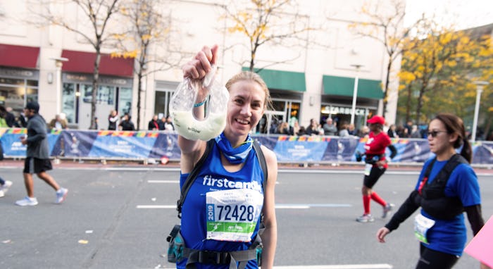Mom Molly Waitz ran the NYC marathon while breast pumping.