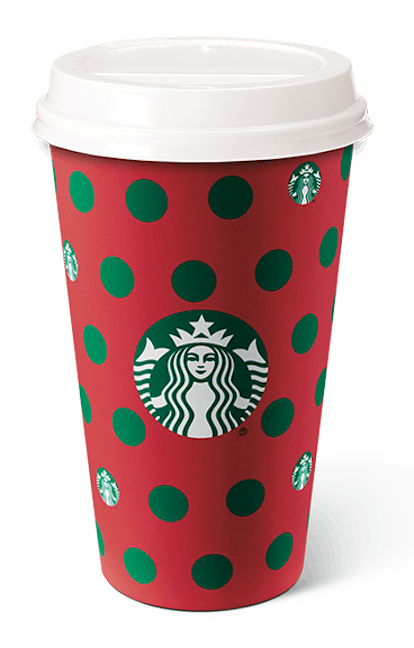 The Starbucks' Holiday 2019 Cup Designs include a cute holiday Polka Dot design.