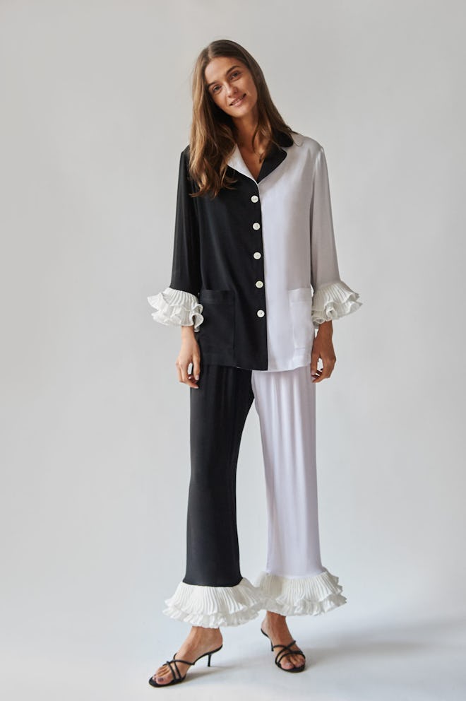 “Pierrot” Party Pajama Set In Black And White