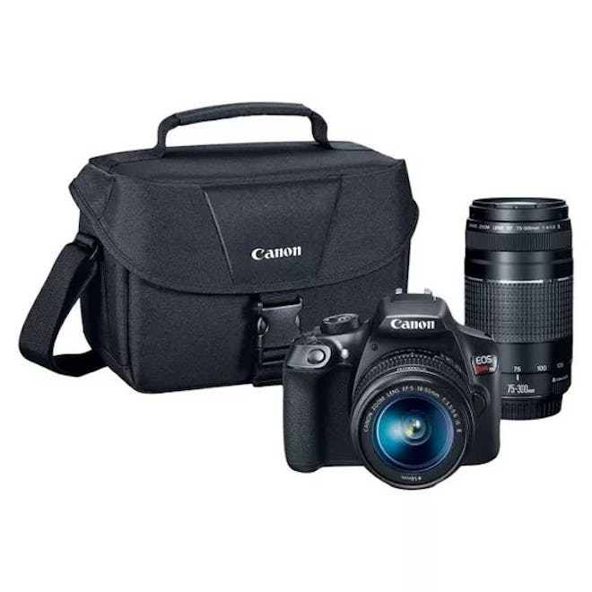 Canon DSLR EOS T6 2Lens Kit Bundle w/ SD Card (18-55mm IS Lens, 75-300mm Zoom Lens)