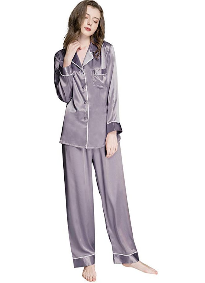 LONXU Silk Satin Pajama Set