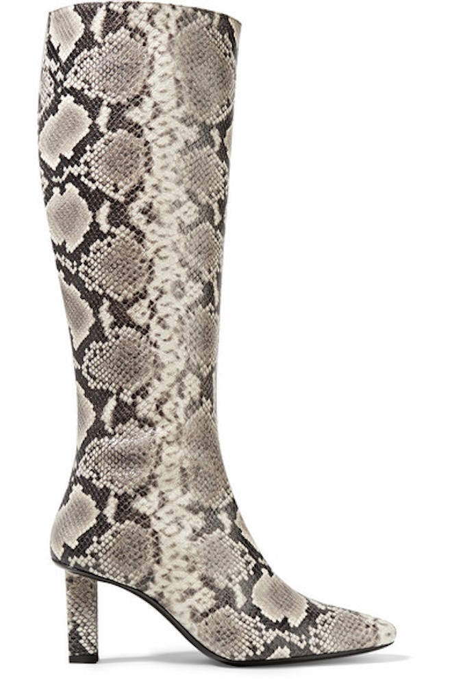 Benny Snake-Effect Leather Knee Boots