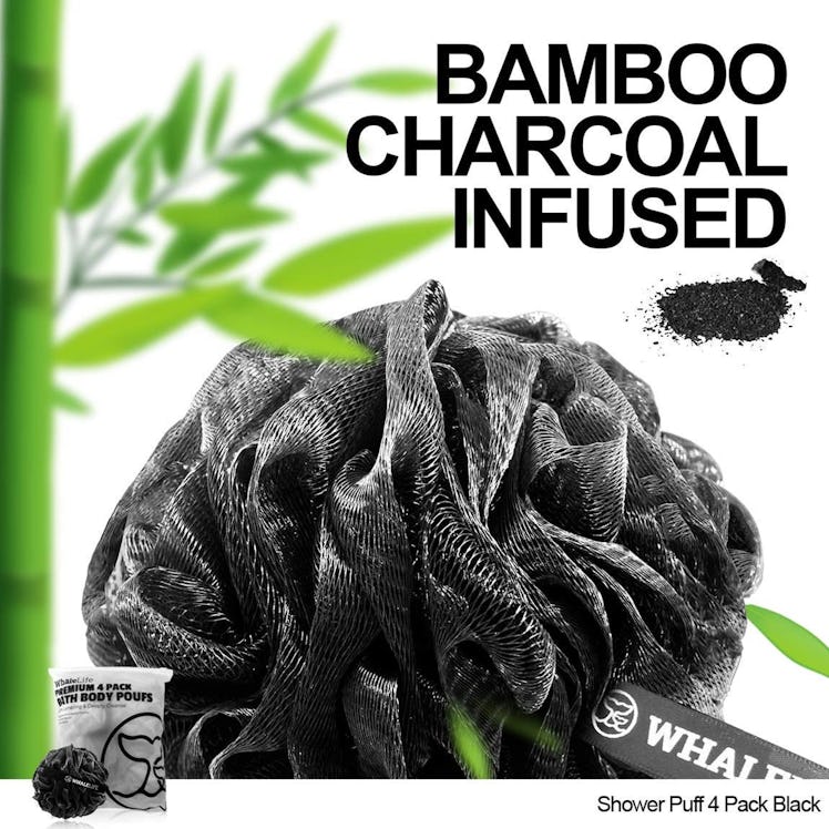 Bamboo Charcoal Bath Loofahs (4-Pack)