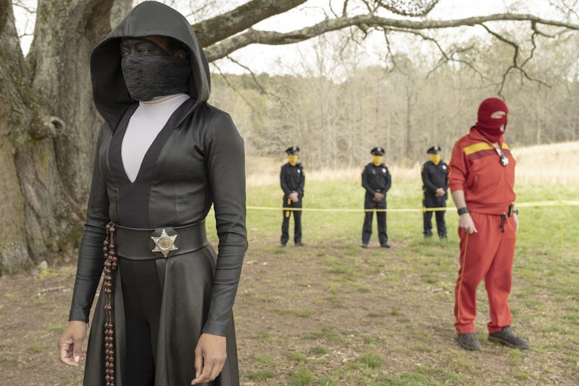 Regina King as Sister Knight and Andrew Howard as Red Scare in 'Watchmen'