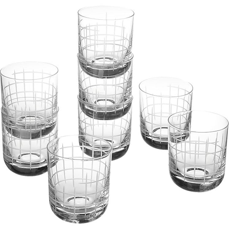 Watson Etched Double Old-Fashioned Glass Set Of 8