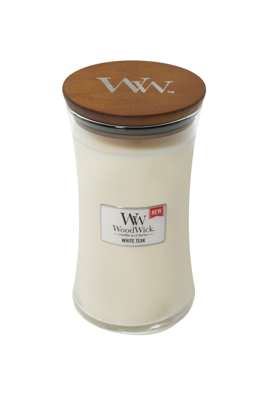 WoodWick Large Hourglass Candle in White Teak